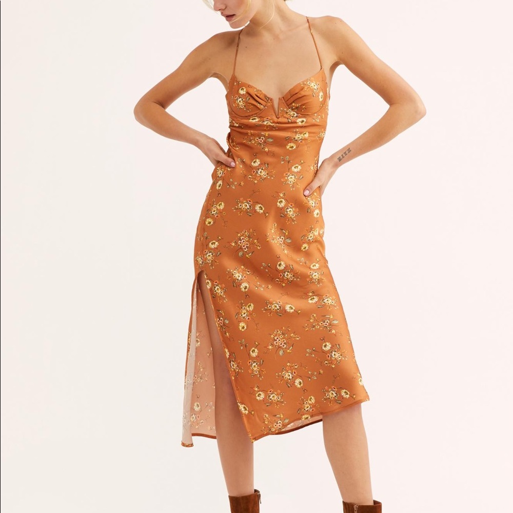 Sun Becomes Her Copper Wildflower Midi Dress